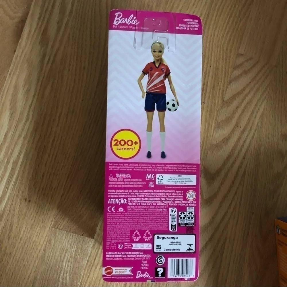 Barbie You Can Be Anything Doll Soccer NEW Kids Toy Blonde Pink Blue